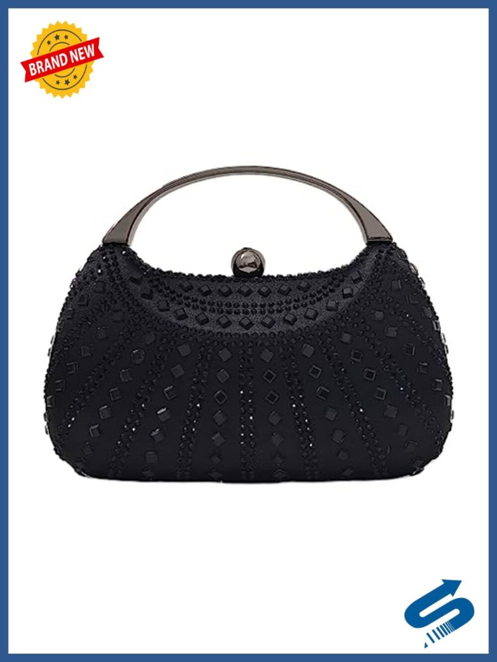 Elegant Rhinestone Crystal Clutch Satin Evening Bag for Weddings & Parties